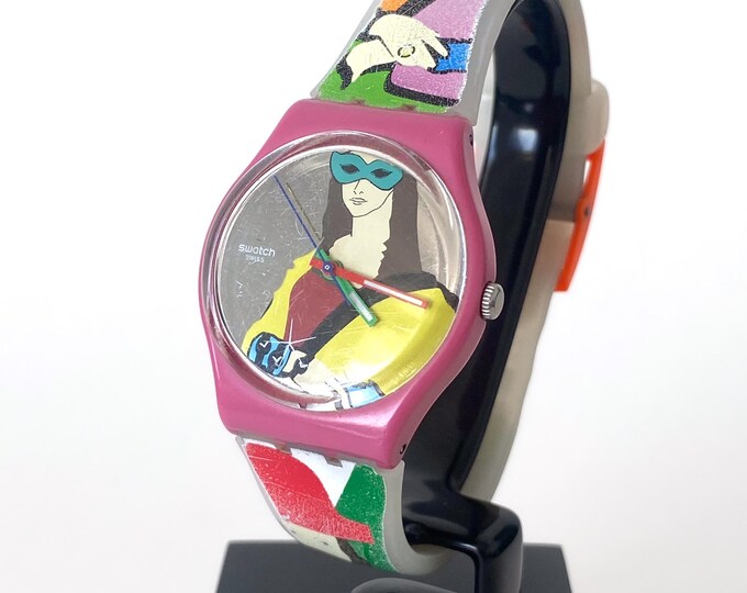Swatch Watch Mona Masquee GZ301 - 2016 Edition – Colorful Pop Art – Gent Collection – Masked Woman