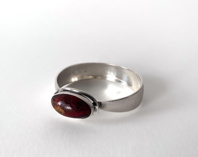 1970s Nils Erik From Denmark Sterling Silver Amber Bracelet – Modernist Scandinavian Design