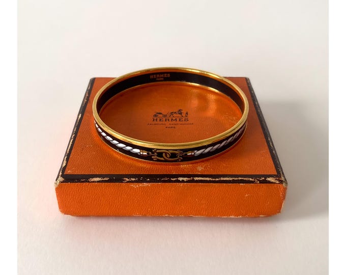 Hermès Vintage Enamel and gilded Bracelet - Nautical Rope Pattern - Made in Austria