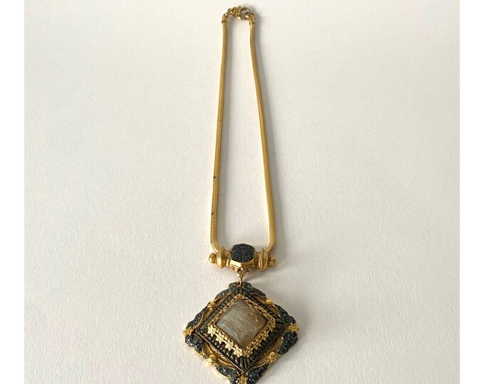 Vintage Chorange Paris Necklace in Gilded Metal – Designer Jewelry, 1980s
