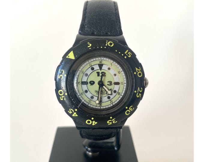 Swatch SCUBA 200 SDB102 "Shamu Black Wave" Watch – 1992 / Fully Functional