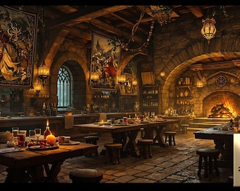 Fantasy Tavern Virtual Background | Cozy D&D Dungeon for TTRPG Streaming, Medieval Backdrop for Zoom and Twitch (Digital Download 2K)