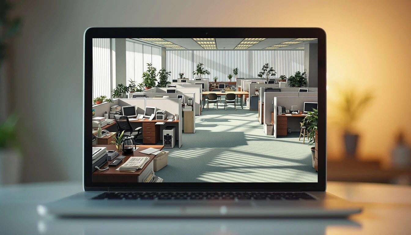 Virtual Cubicle Retro 90s Cubicle Virtual Background: Professional Home Office (digital ...