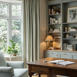 Elegant Grey Home Office Virtual Background | Professional Neutral Backdrop for Teams & Zoom, Minimalist Bookcase Wall (Digital Download 2K)