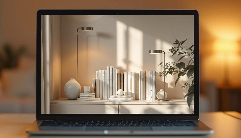 Modern Bookshelf Virtual Background | Teams Background Home Office ...