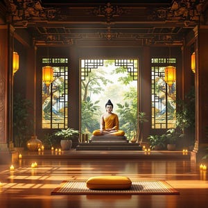 Zen Temple Virtual Background: Spiritual Home Office Backdrop (Digital Download)