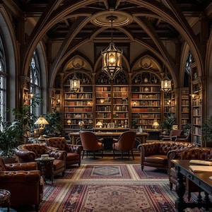 Hogwarts-inspirierter Bibliotheks-virtueller Hintergrund | Magischer Arbeitsplatz für Muggel & Magier | Teams, Zoom, Twitch (Digitaler Download 2K)