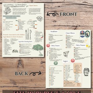 May include: A postcard-sized guide to healthy eating with a list of brands associated with hidden ingredients, a list of healthy and unhealthy foods, and a list of sugars. The guide also includes a section on ingredient reading rules.