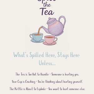 Spill the Tea Counseling Confidentiality Sign | Therapist Office Decor | Confidentiality Wall Art for School Counselors & Therapists