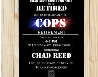 Cops Retirement Party Invitation Template, Instant Access