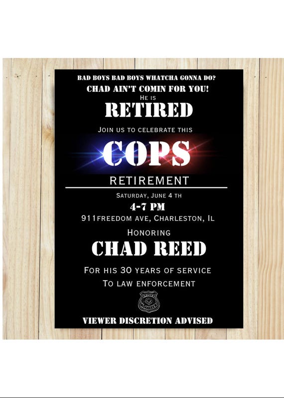 Cops Retirement Party Invitation Template, Instant Access