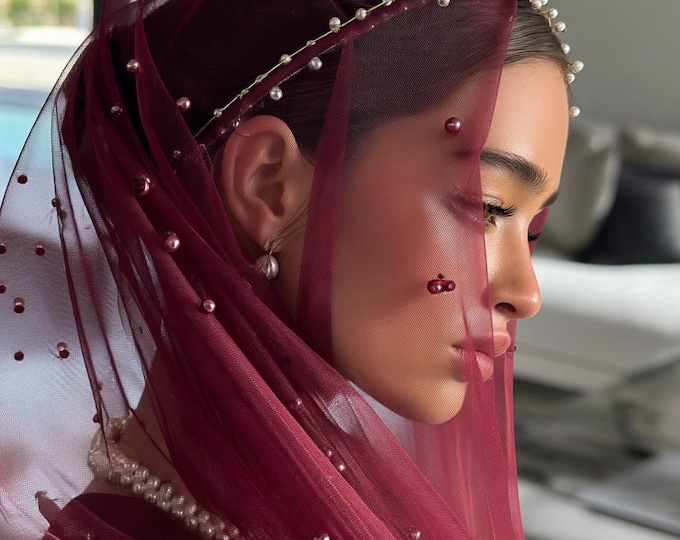 Red Henna Night Ensemble: Veil, Belt, Gloves & Personalized Hand Ornaments– Perfect for Kına Gecesi Henna nights Favors