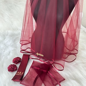 Personalized Henna Veil, Gloves Belt Set – Elegant Bridal Accessories for Kina Gecesi