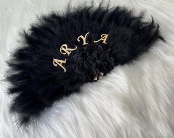 Rose Fan Personalized Laser-Cut  – Elegant Accessory for Weddings and Henna Nights