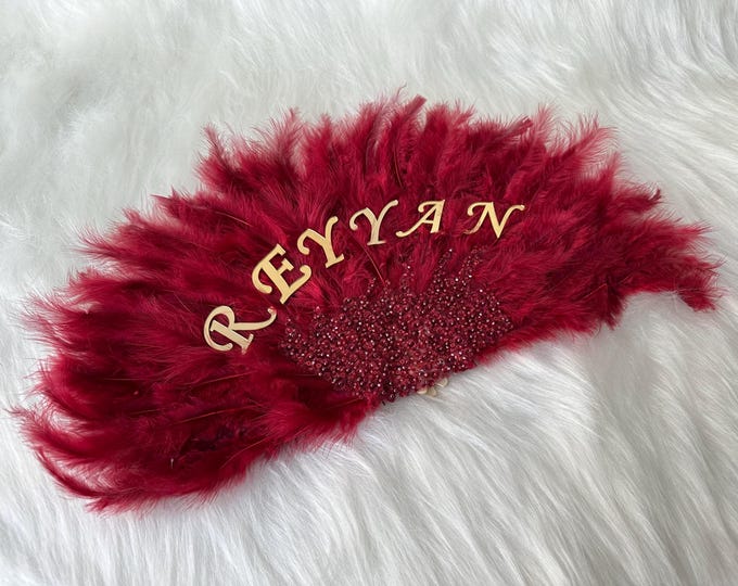 Personalized Feather Fan – Henna Night & Wedding Accessory
