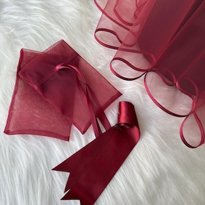 Handmade red henna veil and belt and gloves. All there are henna set