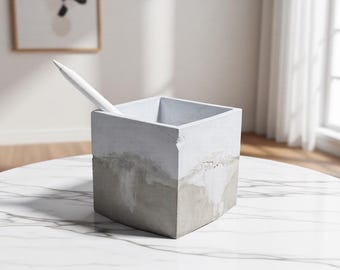 Handmade Concrete Desk Organizer – Pen Holder, Phone Stand