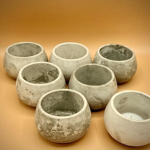 Handmade Distressed Tea Light Candle Holder Concrete Bowl – Minimalist Small Round Dish, Industrial Decorative Bowl Gift