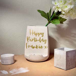 Personalized Concrete Phone Stand & Pen Holder: Handmade Desk Organizer