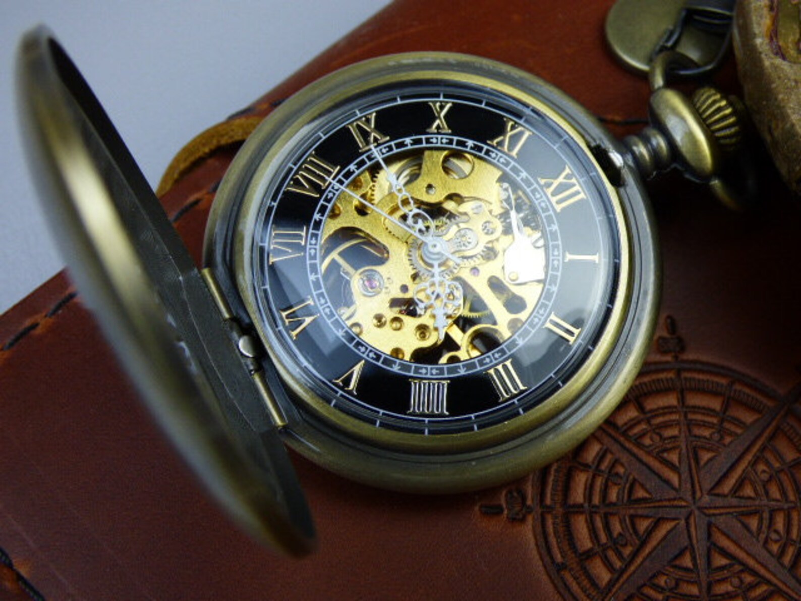 Airship Pirate Pocket Watch Filigree Engraved Antique Bronze Etsy