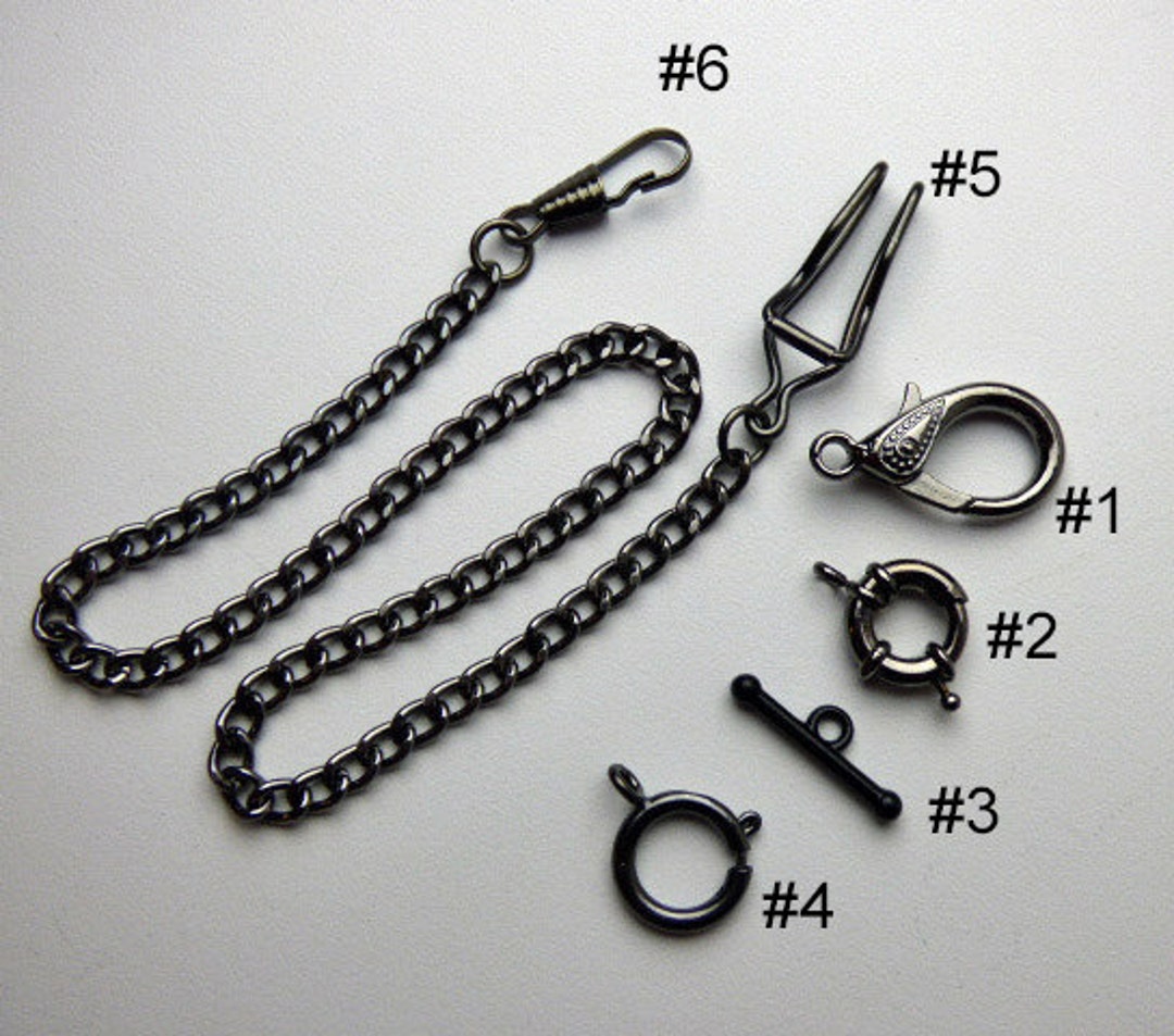 Black Pocket Watch Chain 10 12 or 15 Inches Multiple Etsy