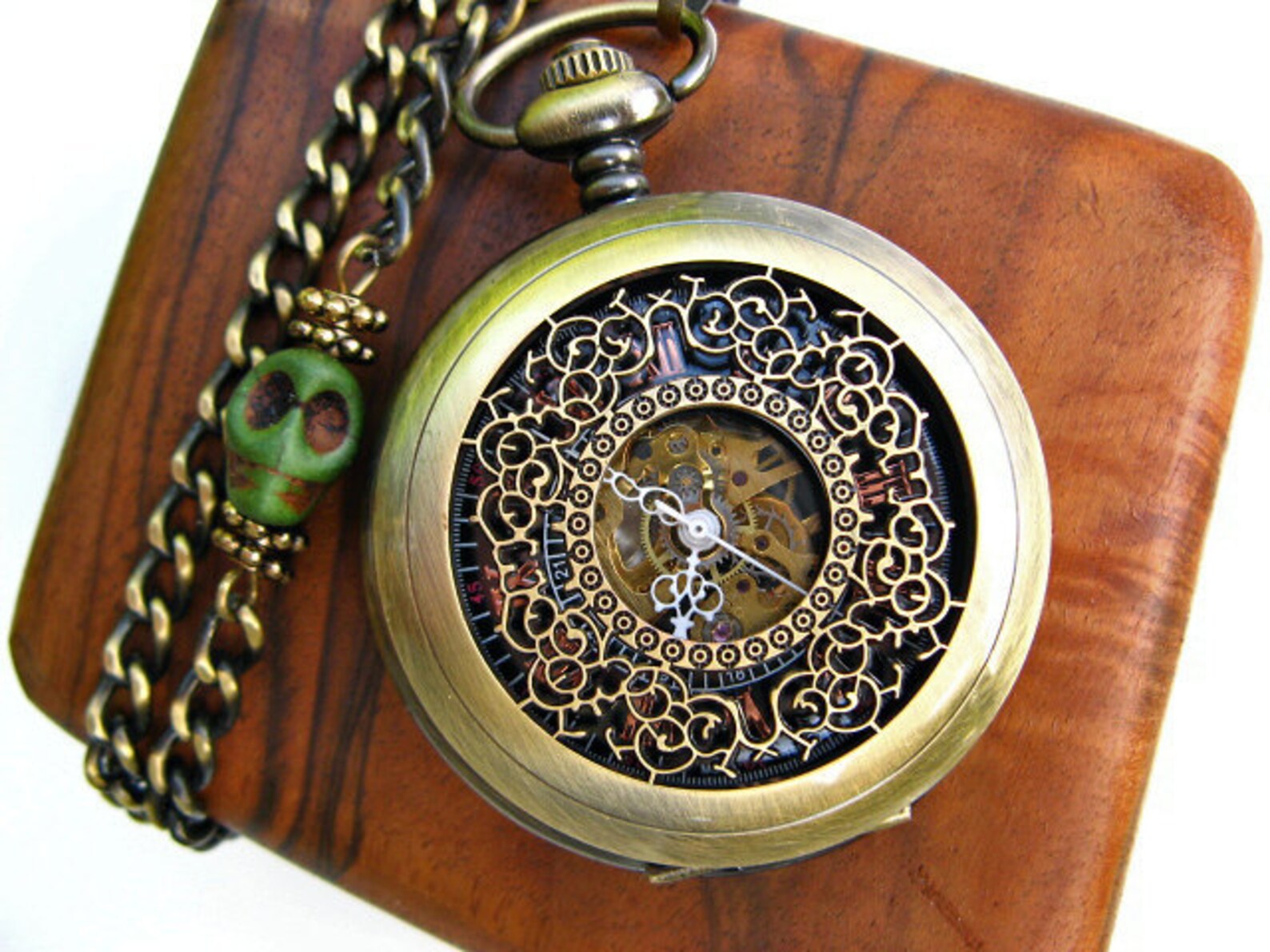 Airship Pirate Pocket Watch Filigree Engraved Antique Bronze Etsy