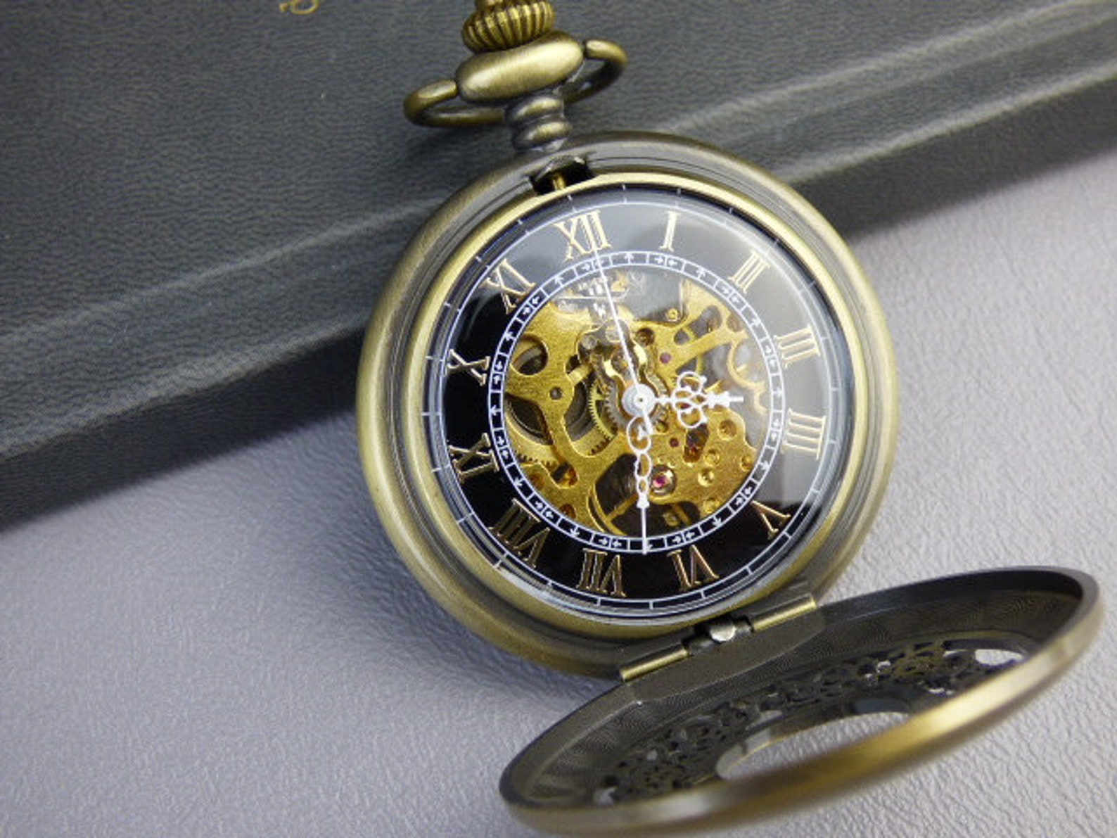 Airship Pirate Pocket Watch Filigree Engraved Antique Bronze Etsy