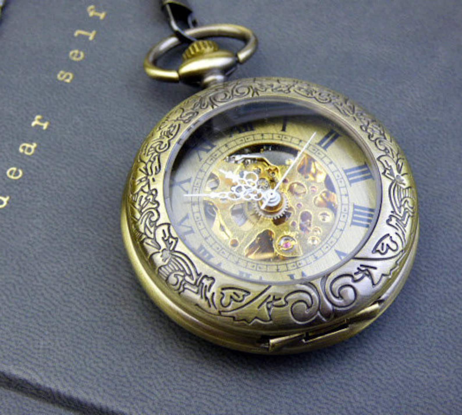 Premium Bronze Pocket Watch Automatic Selfwinding Movement Etsy
