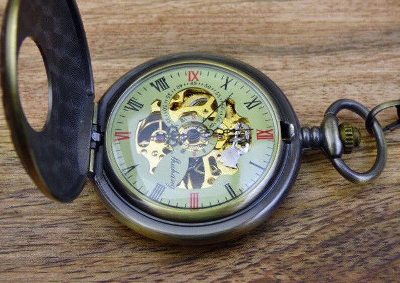 Antique Bronze Pocket Watch With Pocket Watch Chain Etsy