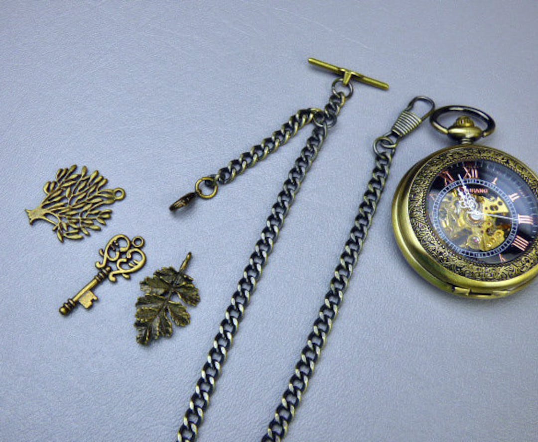 Bronze Pocket Watch Chain 1015 Inch Single Albert With Etsy