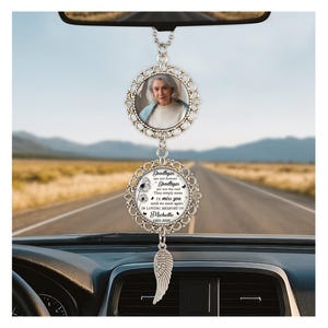 Personalized Memorial Car Hanging Ornament, Custom Photo Car Memorial, Rearview Mirror Accessories, Bereavement Gift, Car Picture Ornament