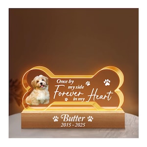 Personalized Pet Memorial Night Light, Custom Photo Pet Lover Night Light, Dog Keepsake Sign, Pet Loss Light Up Sign, Loss Of Dog Cat