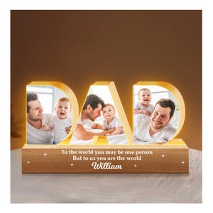 Personalized Photo Night Light, Family Photo Gift, Personalized Dad Grandpa Photo Gift, Custom Kids Name Light, Birthday Gifts for Daddy