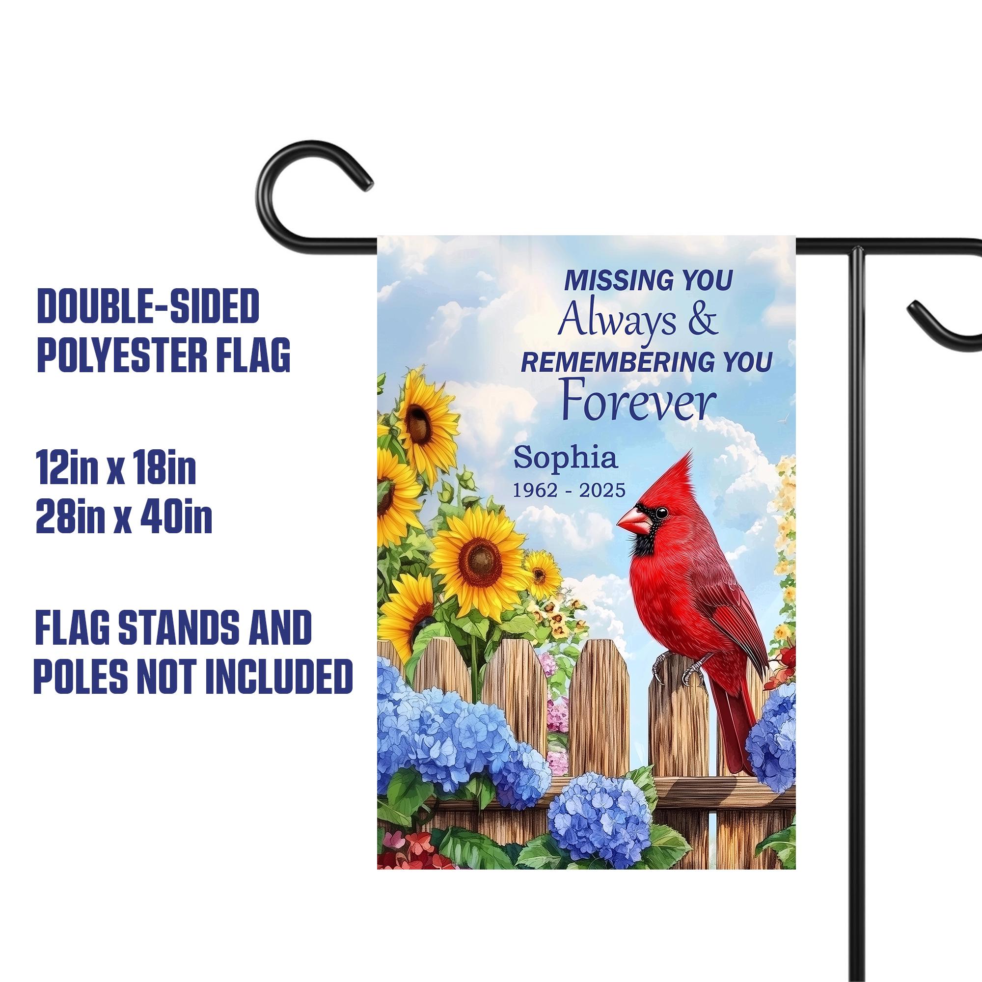 Personalized Garden Flag, Cardinals Flag, Missing You Always ...