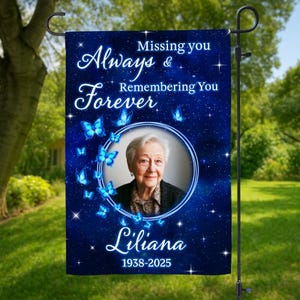 Custom Photo In Loving Memory Flag, Personalized Memorial Garden Flag, Garden Memorial Flag, Sympathy Gift, Remembrance Flag, Cemetery Decor
