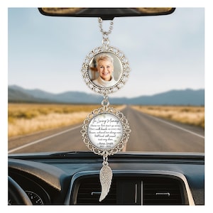 Personalized Photo Memorial Car Hanging Ornament, Custom Memorial Car Charm, Car Picture Ornament, Memorial Gift, Car Rear View Mirror Charm