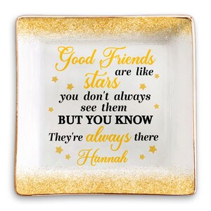 Personalized Besties Jewelry Dish – Custom Friendship Ring Tray For Best Friends – Birthday Gifts For Women – Long Distance BFF Gift