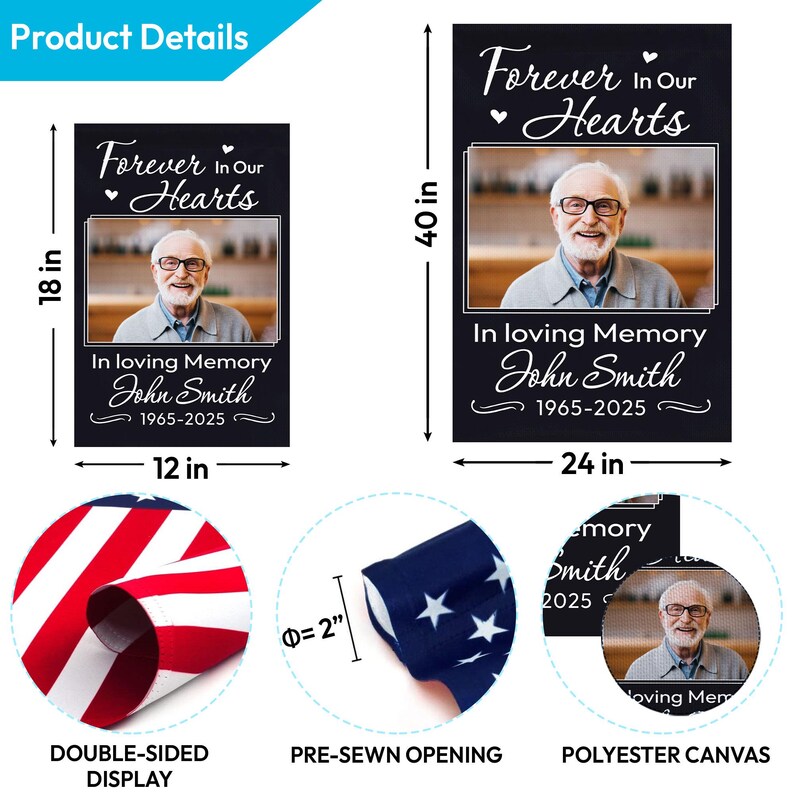 Custom Photo in Loving Memory Flag, Personalized Memorial Garden Flag ...