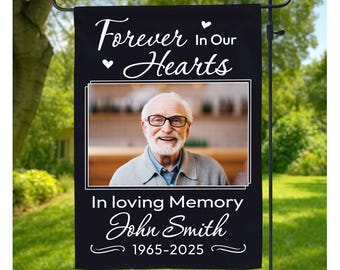 Custom Photo In Loving Memory Flag, Personalized Memorial Garden Flag, Garden Memorial Flag, Sympathy Gift, Cemetery Decor, Remembrance Flag