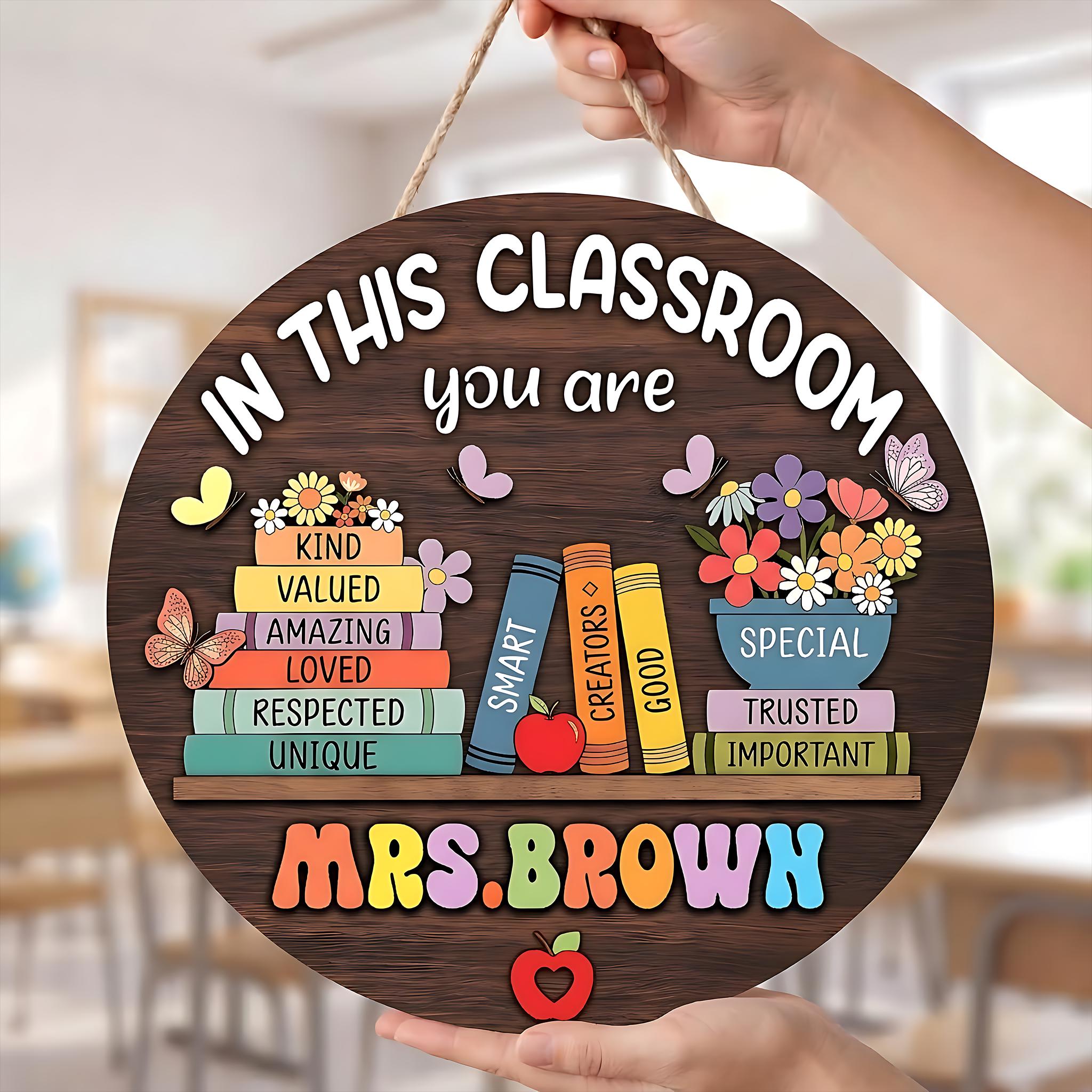 Personalized Teacher 3D Wooden Door Sign, Custom Teacher Door Hanger ...
