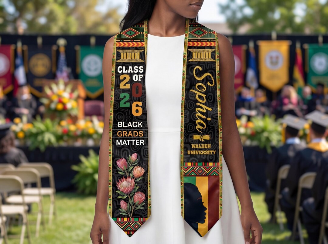 Custom African Graduation Stole, Personalized Kente Graduation Sash ...