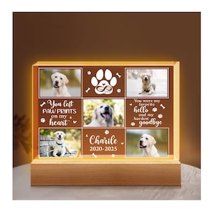 Personalized Pet Memorial Night Light, Custom Photo Pet Lover Night Light, Dog Keepsake Sign, Pet Loss Light Up Sign, Loss Of Dog Cat
