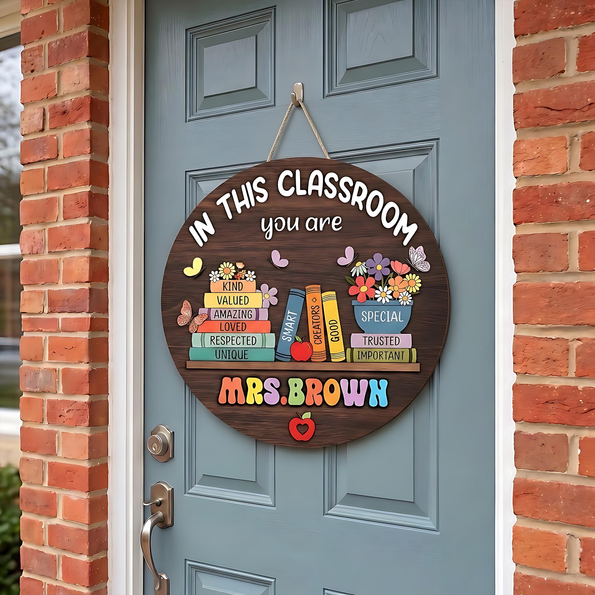 Personalized Teacher 3D Wooden Door Sign, Custom Teacher Door Hanger ...