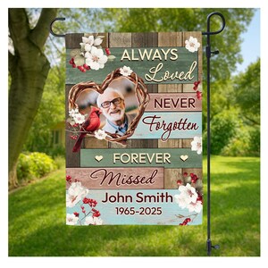 Custom Memorial Garden Flag, Personalized Photo In Loving Memory Flag, Cardinal Flag, Garden Memorial Flag, Sympathy Gift, Remembrance Flag