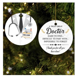 Personalized Doctor Ornament, Doctor Christmas Ornaments for Tree, Dr Ornament Gift for Doctors, Stethoscope Ornament Gifts for Doctor