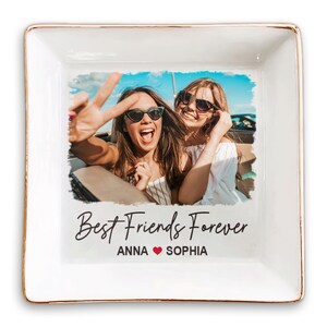 Personalized Besties Jewelry Dish With Photo – Picture Ring Dish For Best Friends – Best Friend Birthday Gifts For Women – BFF Gift For Her