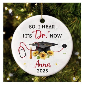 Personalized Doctor Ornament - Congrats PhD Grad Ornament Gift for Men, Women - New Doctor Gifts - Graduation Christmas Ornaments 2025