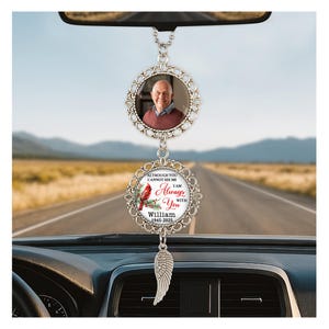 Personalized Memorial Car Hanging Ornament, Custom Photo Car Memorial, Rearview Mirror Accessories, Car Photo Ornament Window