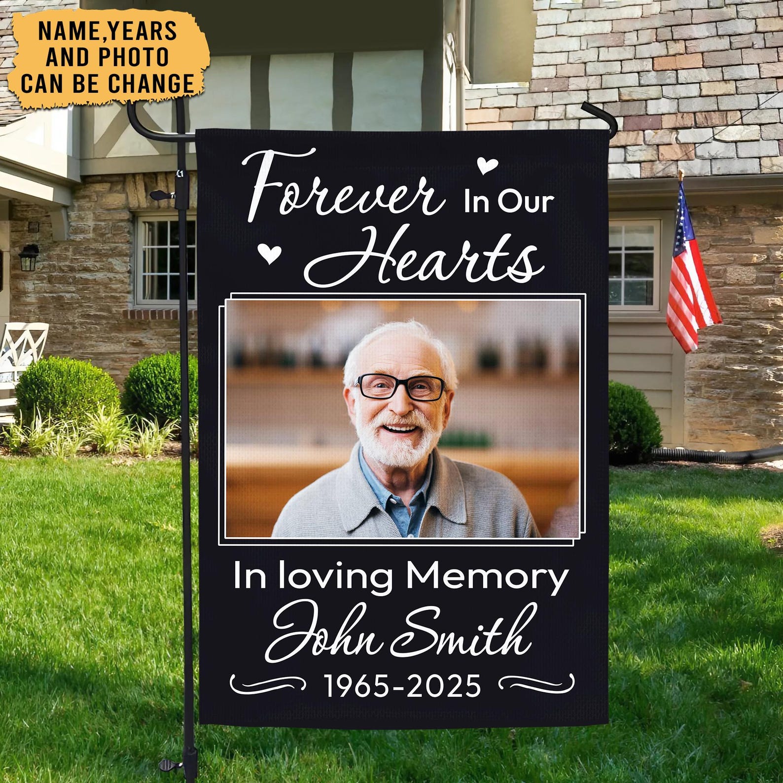 Custom Photo in Loving Memory Flag, Personalized Memorial Garden Flag ...