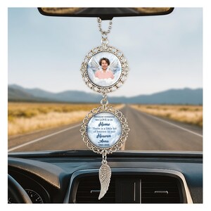 Custom Photo Memorial Hanging Charm with Angel Wings,Rear View Mirror Charm,Photo Car Ornament, Remembrance Gift,Bereavement Gift For Lover